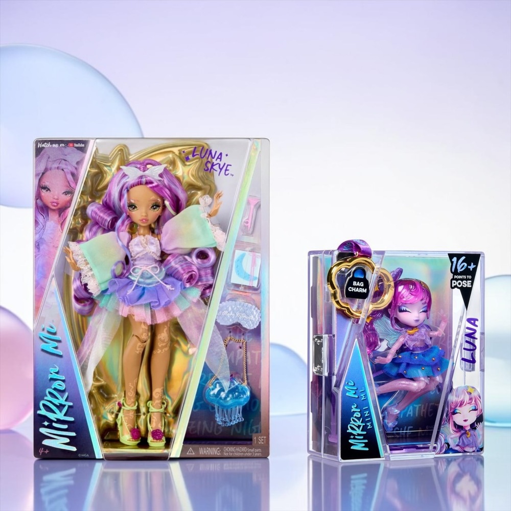 MGA Mirror Me Luna Skye Fashion Doll & Mini Me Luna Bag Charm Set New